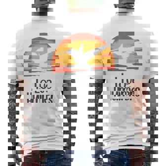 レトロ ヴィンテージ サンセット 2024 I Love Hummers コリブリ ハチドリ メンズTシャツ バックプリント - Kawaiitshirt