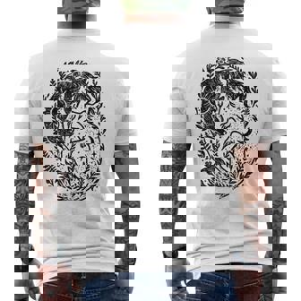 天の陰陽狐 太陽と月 ボーホーウッドランドアート メンズTシャツ バックプリント - Kawaiitshirt