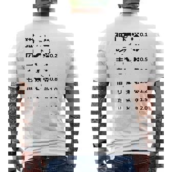 猫の手も借りたい 視力検査表パロディ メンズTシャツ バックプリント - Kawaiitshirt