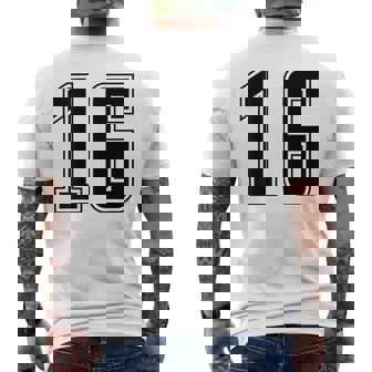 背番号 16 チーム短大スポーツ背番号付きユニフォーム メンズTシャツ バックプリント - Kawaiitshirt