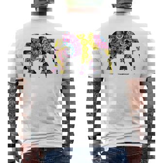 象のシルエット、かわいいボヘミアンデザイン。 メンズTシャツ バックプリント - Kawaiitshirt