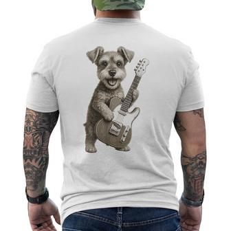 面白いtシャツ シュナウザー 犬 ギター イヌ メンズ 犬好き グッズ かわいい おもしろ 面白い 服 ネタ メンズTシャツ バックプリント - Kawaiitshirt