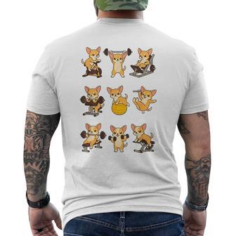 面白いtシャツ 犬 チワワ 筋トレ ジム イヌ グッズ かわいい おもしろtシャツ 面白い 服 ネタ 運動 メンズTシャツ バックプリント - Kawaiitshirt