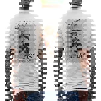 麦わら帽子 りんご パンダ 小さなパンダ 切手風 メンズTシャツ バックプリント - Kawaiitshirt