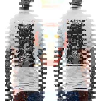 麺 猫 ラーメン好き 和食 猫 アート デザイン メンズTシャツ バックプリント - Kawaiitshirt