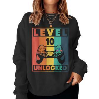 10Th Birthday Gamer Boy Or Gamer Girl Level 10 Unlocked Women Sweatshirt - Thegiftio