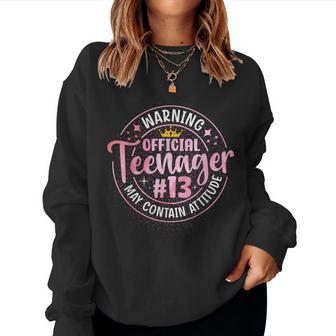 13Th Birthday Girl Official Nager 13 Year Old Birthday Women Sweatshirt | Seseable UK
