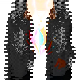 5月 誕生日 チューリップ 花 春 チューリップ 白 花 女の子 レディーススウェットシャツ - Kawaiitshirt