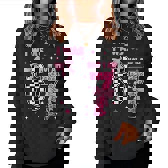 I Was 6 Now I Am 7 Coquette Checkered Leopard Birthday Girl Women Sweatshirt - Seseable