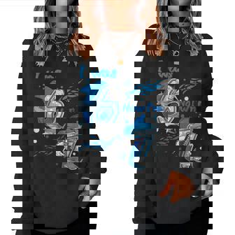 I Was 6 Now I'm 7 7Th Birthday Boy Girl Ocean Shark Birthday Women Sweatshirt - Thegiftio