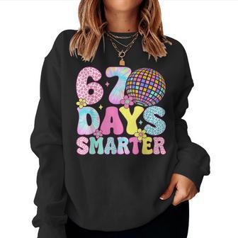 67Th Days Smarter Smile Face 67 Days School Teacher Boy Girl Women Sweatshirt | Mazezy