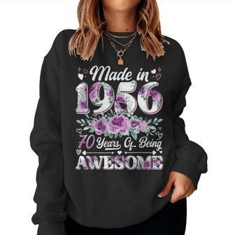 70 Year Old Made In 1956 Floral 70Th Birthday Women Women Sweatshirt | Seseable FR