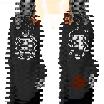 70 歳 古希 祝い 70歳 70才 お祝い 男性 女性 古希祝い ギフト 贈り物 父 母 こき 誕生日 紫 長袖tシャツ レディーススウェットシャツ - Kawaiitshirt