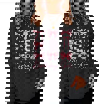 8Th Birthday Girl Coquette Bow Pink Floral Toile 8 Year Old Women Sweatshirt | Seseable UK