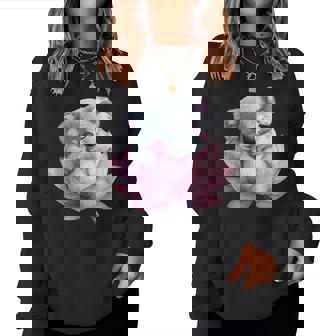 Adorable Koala Hugging Lotus Flower Dream Women Sweatshirt - Monsterry