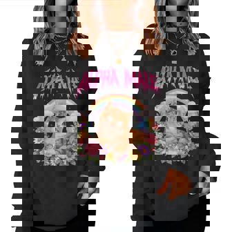 Alpha Male Kitten Rainbow Floral Women Sweatshirt - Thegiftio