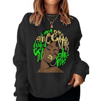 I Am My Ancestors Dreams Afro Black Queen Vintage Lime Green Women Sweatshirt - Thegiftio UK