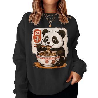 Anime Panda Eating Ramen Japanese Japan Women Sweatshirt - Thegiftio UK