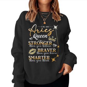 Aries Queen March April Birthday Aries Zodiac Sign Horoscope Women Sweatshirt - Thegiftio UK