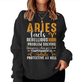 Aries Zodiac Facts Aries March April Birthday Women Sweatshirt - Monsterry