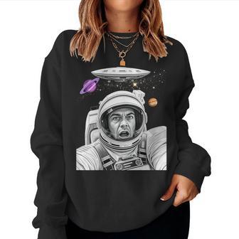 Astronaut Shocked By Ufo – Space Adventure Idea Women Sweatshirt - Thegiftio UK