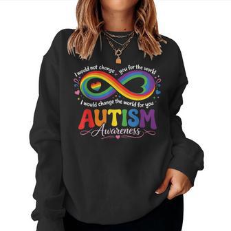 Autism Mom Awareness Rainbow Infinity Neurodiversity Heart Women Sweatshirt - Monsterry