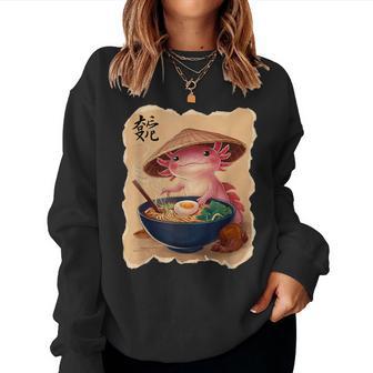 Axolotl Woman Kawaii Eating Ramen Japanese Axolotl Women Sweatshirt | Seseable CA