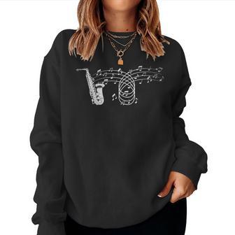 Axophoniste Jazz Musicien Notes De Musiqueaxophone Sweat-shirt pour femme - Cadeauxyz
