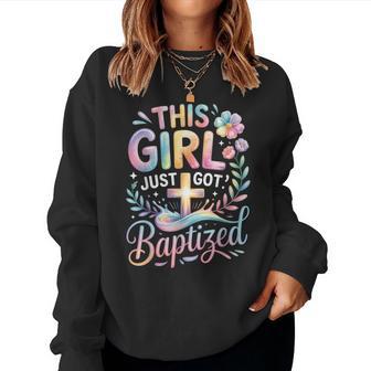 Baptism This Girl Just Got Baptized Christian Cross Pastel Women Sweatshirt - Thegiftio UK
