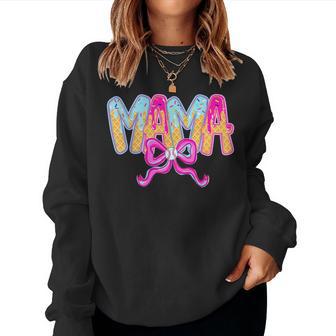 Baseball Mama Drip Ice Cream Baseball Mom Mother's Day Women Sweatshirt - Thegiftio UK