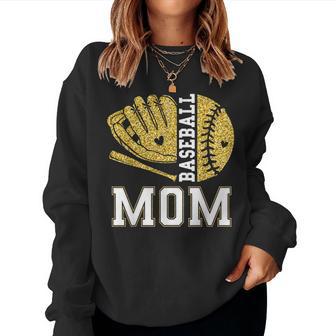 Baseball Mom Game Day Baseball Season Mama Girl Gold Women Sweatshirt - Monsterry