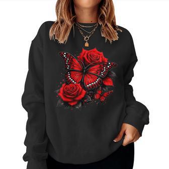 Beautiful Butterfly Red Butterfly Lovers Women Women Sweatshirt - Monsterry