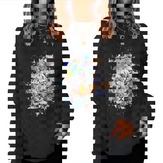 Beelegant 加熱虎 水彩画 面白い虎 レディーススウェットシャツ - Kawaiitshirt