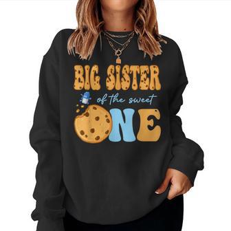 Big Sister Of The Sweet One Cookies And Milk Birthday Party Women Sweatshirt - Thegiftio UK