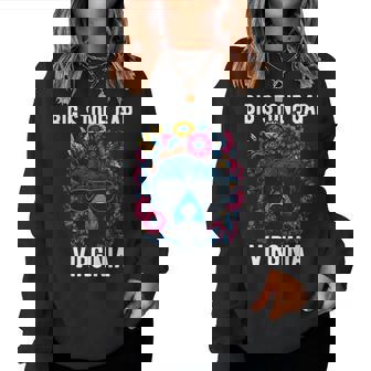 Bigtone Gap バージニア Usa クマと花のデザイン 長袖tシャツ レディーススウェットシャツ - Kawaiitshirt