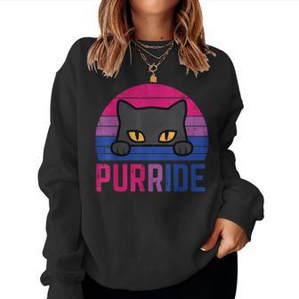 Bisexual Cat Purride Retro Bi Pride Flag Lgbtq Girls Women Sweatshirt - Thegiftio UK