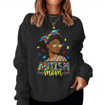 Black Afro Autism Mom American Autism Awareness Month Women Sweatshirt - Thegiftio