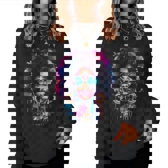 Black Queen Afro Melanin Paint Dripping Junenth Women Sweatshirt - Thegiftio