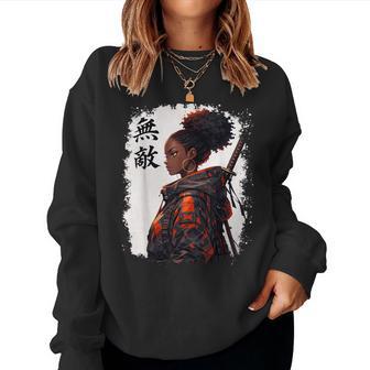 Black Samurai Girl Anime Warrior Afro African Pride Women Sweatshirt | Seseable FR