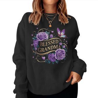 Blessed Grandma For Lavender Rose Butterfly Women Sweatshirt - Thegiftio UK