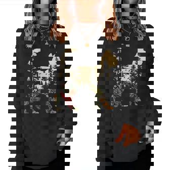 Boho Cat Plants Nature Trees Wild Flowers Cat Lovers Women Sweatshirt | Mazezy