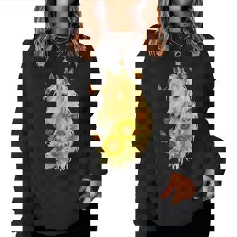 Boho Horse With Sunflowers And Butterflies Cute Farm Animal Women Sweatshirt | Seseable CA