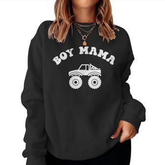 Boy Mama Powered By Coffee Chaos And Monster Trucks Women Sweatshirt | Seseable UK