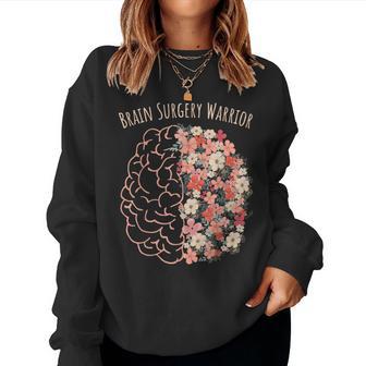 Brain Surgery Warrior Floral Brain Tumor Cancer Survivor Women Sweatshirt - Thegiftio UK