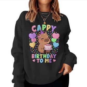 Capybara Birthday Kawaii Girl Cappy Birthday To Me Women Sweatshirt - Thegiftio