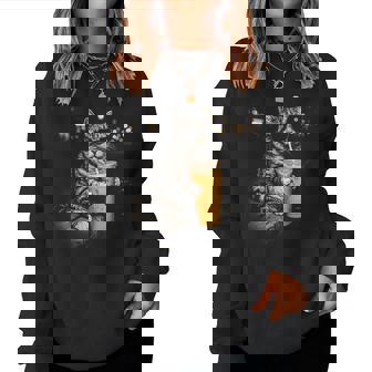 Cat Drinking Iced Coffee Animal Meme For Women Women Sweatshirt - Seseable