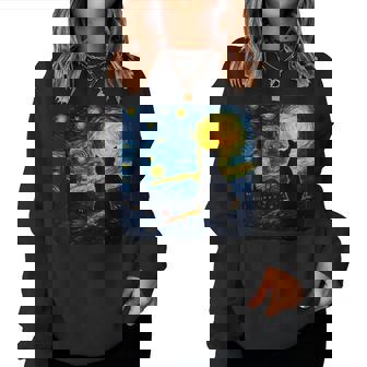 Cat Starry Night Cat Lover Van Gogh Cat Mom Cat Dad Women Sweatshirt - Monsterry