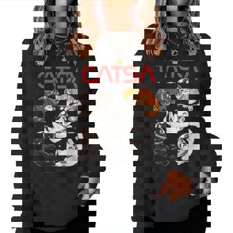 Catsa Cat Astronaut Universe Space Kitten Lover Galaxy Women Sweatshirt - Thegiftio