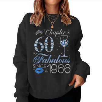Chapter 60 60Th Birthday Crown Wine Glass Denim And Diamonds Women Sweatshirt | Mazezy