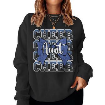 Cheer Aunt Auntie Bow Sport Cheerleader Cheerleading Blue Women Sweatshirt - Thegiftio